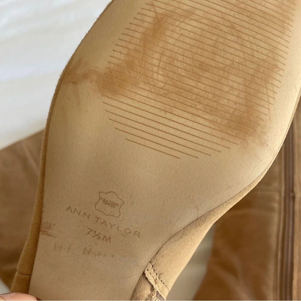 Ann Taylor Tall Suede Block Heel Boots in Camel Brown - Picture 2 of 2